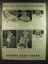 1939 Clapp's Baby Food Ad - Want a rosy, thriving baby? Study Martha picture