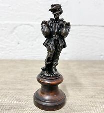Miniature Patinated Bronze Spelter Goose Keeper figure c1900 picture