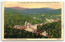 1938 HOT SPRINGS ARKANSAS ARLINGTON HOTEL PARK HOTEL AERIAL VIEW POSTCARD P1602 picture