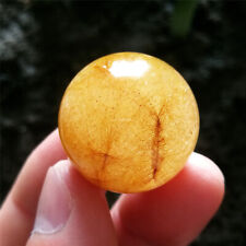 21g 24.5mm Rare Quartz Sphere Natural Golden Hair Rutilated Crystal Ball Chakra picture