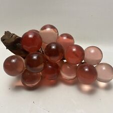 Vintage MCM 1960s Acrylic Lucite Grape Cluster Mauve  Pink On Driftwood Stem 11” picture