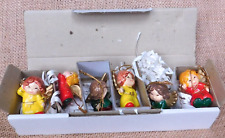 Vintage 1978 Enesco Set Of Six Ceramic Hanging Tree Ornaments In Box picture