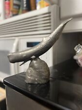 Vintage Pewter Metal Sperm Whale Moby Dick Figurine Paperweight Nautical  3.5