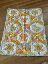 Vintage Pastel Cat + Dog Quilt 34” X 43” Baby Blanket/Lap Blanket Butterfly picture