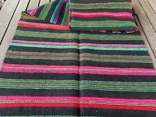 Handwoven Wool Fabric Antique European Textile Old Striped Rug Upholstery 3.6 yd picture