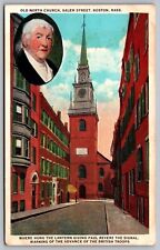 Old North Church Salem Street View Boston Massachusetts Clock Tower UNP Postcard picture