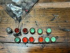 12 Vintage Signal Glass Marble Reflector Red Green SIGN CLOCK CAT EYE Brass Set picture