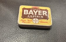 Vintage Bayer Asprin Metal Tin Pocket Sized Genuine Metal Pills Storage picture