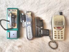 Vintage Novelty Lighters Refillable Key Ring Cell & Phone Booth, Wrench & Pistol picture