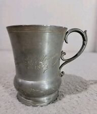 Antique 1897 Pewter Tea Cup Engraved 1890s Victorian Era picture