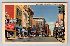 Louisville KY-Kentucky, Fourth Avenue, Looking North, Antique, Vintage Postcard picture