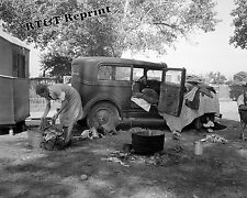Photograph California Migrant Worker Washing Clothes while Camping 1936   8x10 picture