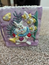 Vintage Disney Alice In Wonderland Ceramic Bag White Rabbit Easter Basket Dish picture