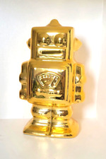 Gold Retro Vintage Style Robot Ceramic Piggy Coin Bank picture