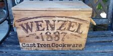 ANTIQUE WENZEL 1887 CAST IRON COOKWARE VINTAGE WOODEN BOX 22