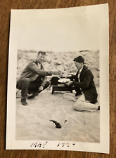 1934 Brewster Beach Picnic Men Cooking on Stove Massachusetts Real Photo P4L25 picture