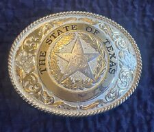 Montana Silversmiths Western Belt Buckle The State of Texas Star Seal Silver picture