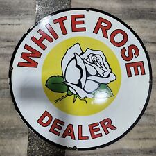 WHITE ROSE DEALER PORCELAIN ENAMEL SIGN 30 INCHES ROUND picture