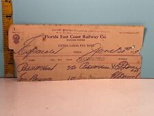 1919 Florida East Coast Railway co Extra Labor payroll form picture