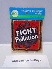 Vintage 1960s Pressure Sensitive Mylar FIGHT Pollution Hippie Sticker 3" Canada picture