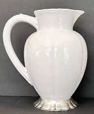 Vintage Large MARINONI Pewter and Ceramic Arte Italica White & Pewter Pitcher picture