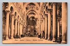 Pre-War Postcard Pisa Italy Duomo Cathedral Interior Central Nave picture
