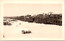 Real Photo Postcard Railroad Train Hauling Logs Through The Snow picture
