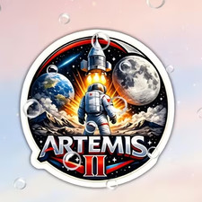 2 pack Artemis II Mission Sticker Astronaut Moon Exploration Design Sticker 2.7" picture