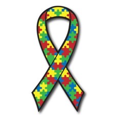 Autism Awareness Puzzle Ribbon Car Magnet Decal Heavy Duty Waterproof 3.5" x 7" picture
