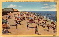 Linen Postcard Bathing Beach Boardwalk Henlopen Hotel Rehoboth Beach Delaware picture