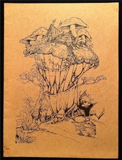 Vtg Magic Mushroom Lamp Factory Co. FOLDER Portfolio ELF Goblin Brian Froud ? picture