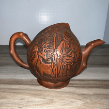 SC41 Asian Chinese Upside Down Calligraphy Water Dropper Teapot Shape Monk Brown picture