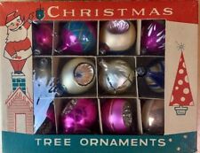 12 VINTAGE FANTASIA BRAND GLASS POLAND INDENT CHRISTMAS ORNAMENTS CIRCA 50s-60s picture