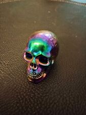 MeldedMind Titanium Aura Coated Quartz Carved Skull 41mm Display Decor Rainbow E picture