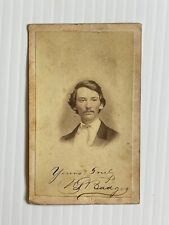Antique 1860s Cabinet Card Photo of A Man *Named* - Has 2 Cent Inter. Rev. Stamp picture