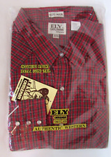 Ely Cattleman Shirt Red Green Plaid Mens 4X Big Man Pearlized Snap Western Rodeo picture