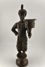 Traditional Blackamor Figural Candlestick Antique Brass With Patina Item#060524A picture