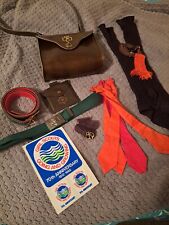 Girls Scout Brownies Vintage Brown Logo Turnlock Small Purse Plus Various Extras picture