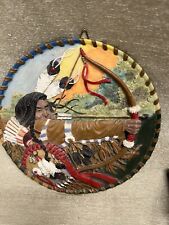 NATIVE AMERICAN INDIAN 3-D COLLECTORS PLATE WITH HANGER AMAZING DETAIL picture