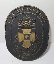 Vtg USS McInerney Frigate FFG-8 Fast Fearless Military Ship Insignia Logo Plaque picture