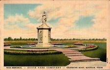 War Memorial, South Park Cemetary, Telephone Road, Houston, Texas TX Postcard picture