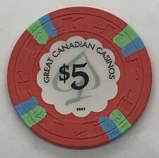 Great Canadian Casino $5 Chip Richmond British Columbia Canada H&C LCV 2001 picture