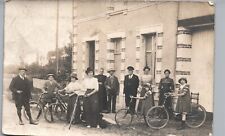 BICYCLE PARTY c1910 europe original real photo postcard rppc street bikes crowd picture