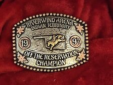 RODEO TROPHY CHAMPION BUCKLE☆1997☆PRO BRONC RIDE☆INDIAN NATION OKLAHOMA☆RARE☆64 picture