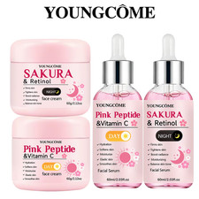 4-Piece Day & Night Skincare Set: Pink Peptide Vitamin C Day Cream + Sakura Reti picture