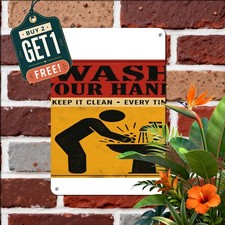 Hand Washing Reminder Tin Sign Restroom Bathroom Metal Plaque 8x12 picture