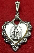 RARE VINTAGE 1930 CATHOLIC MIRACULOUS MEDAL CENTENNIAL STERLING MOTHER PEARL picture