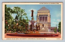 Indianapolis IN-Indiana, De Pew Fountain, University Park Vintagec1944 Postcard picture