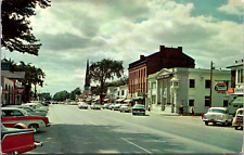 Vintage 1950's Main Street View Williamsville New York Old Cars Rexall Postcard picture