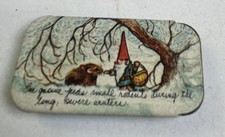 David the Gnome Pill Tin Gnome Feeds Small Rodents In Winter Miniature Box 1980 picture